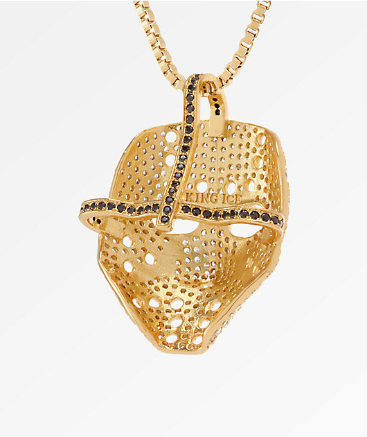 King Ice Hockey Mask 20" Gold Necklace